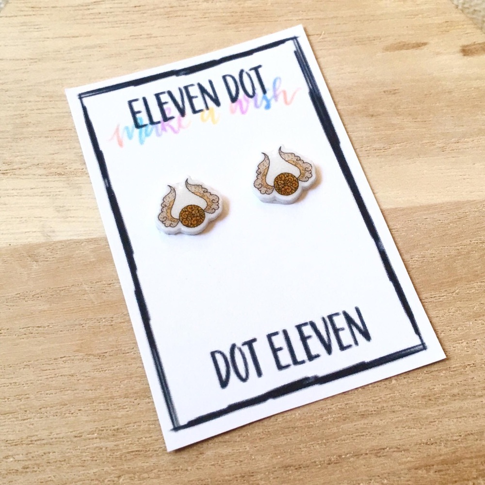 Golden Snitch Doodle Harry Potter Stud Earrings
